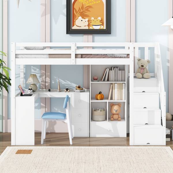 Lit mezzanine LucyWoody Ⅰ Noir - Pin - 95 x 160 x 254 cm