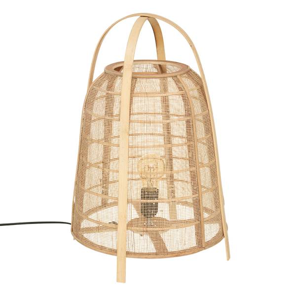Nachttischlampe CARMEN, Laterne-Form Beige - Massivholz - 33 x 49 x 1 cm