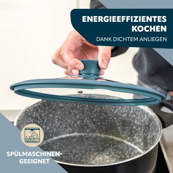 Glasdeckel mit Silikonrand 59124 Blau