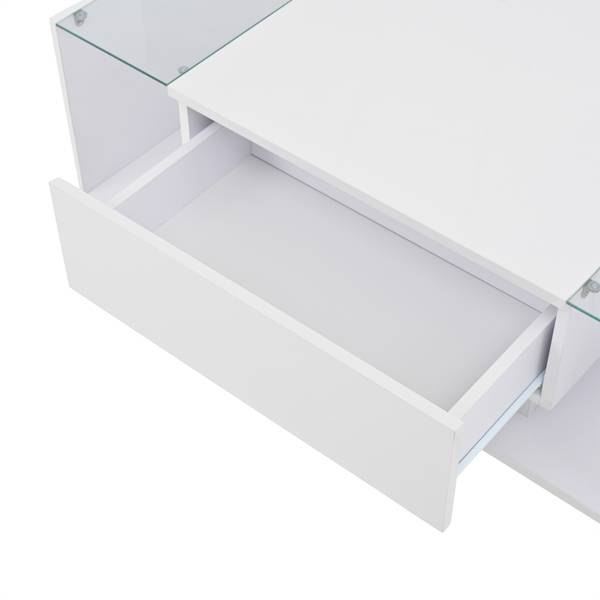 Salontafel Electra Ⅰ wit - plaatmateriaal op houtbasis - glas - 50 x 31 x 100 cm