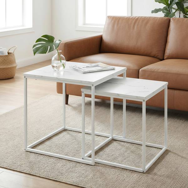 Couchtisch LENA 2er-Set Marmor Weiß Dekor - 50 x 51 x 50 cm