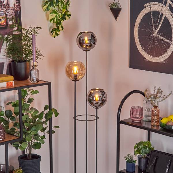 Stehlampe Cesaro Grau - Silber - Gelb - Holzwerkstoff - Metall - 50 x 50 x 86 cm