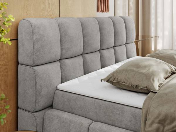 Boxbett NIRA Hellgrau - H3 - Strukturstoff - Polyester - Webstoff - Liegefläche Breite: 120 cm