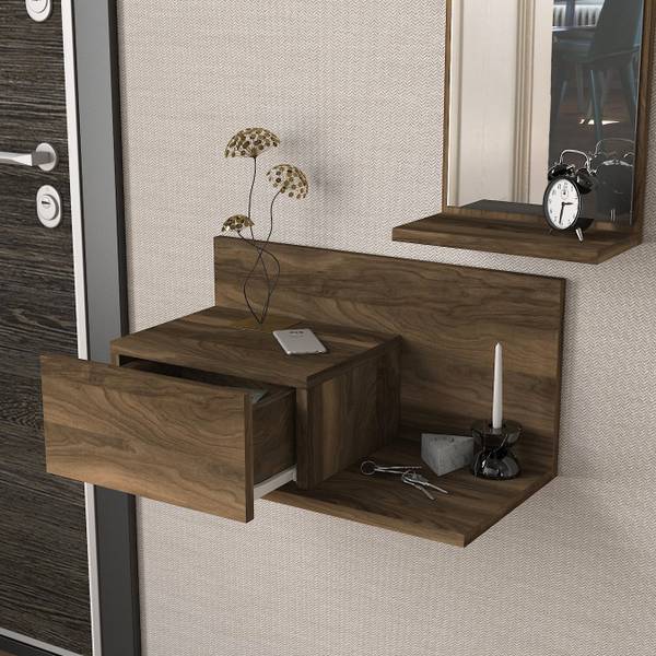 Konsolentisch mit Spiegel Drax hängend Braun - Spiegelglas - 60 x 30 x 30 cm