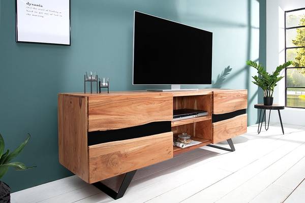 TV-Board AMAZONAS Braun - Akazie - Eisen - 160 x 65 x 43 cm