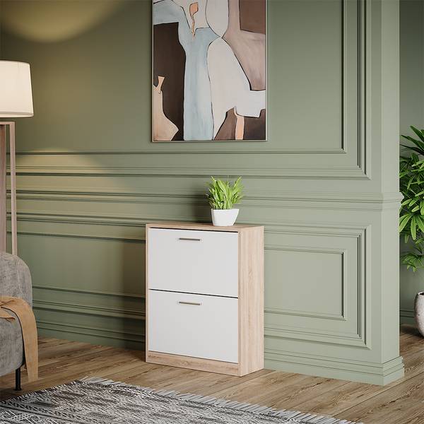 Schoenenkast Gizmo 49407 Sonoma eikenhouten look - wit