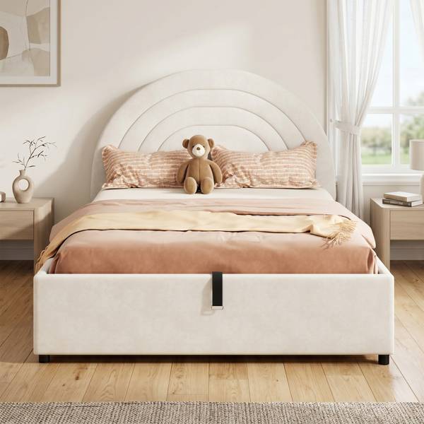Kinderbett ArcZoom Ⅰ Beige - Samt - 145 x 97 x 212 cm