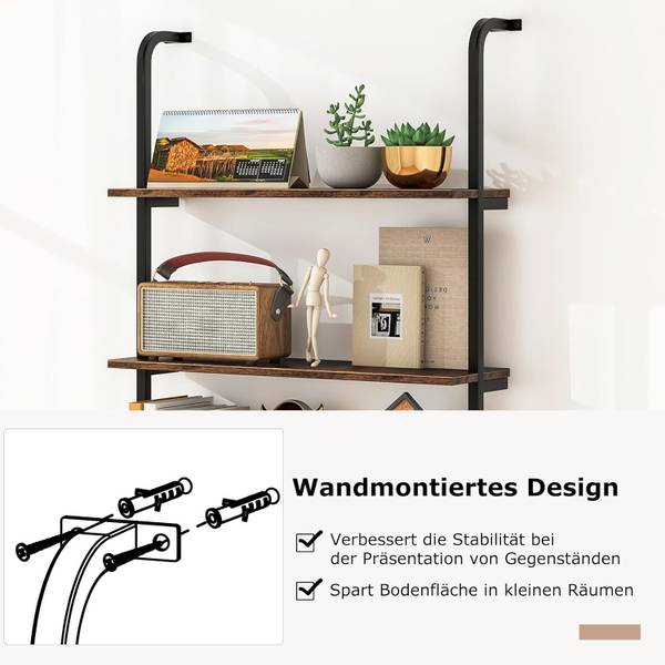 Wandregal VH33111ORDE Schwarz - Metall - 21 x 150 x 70 cm