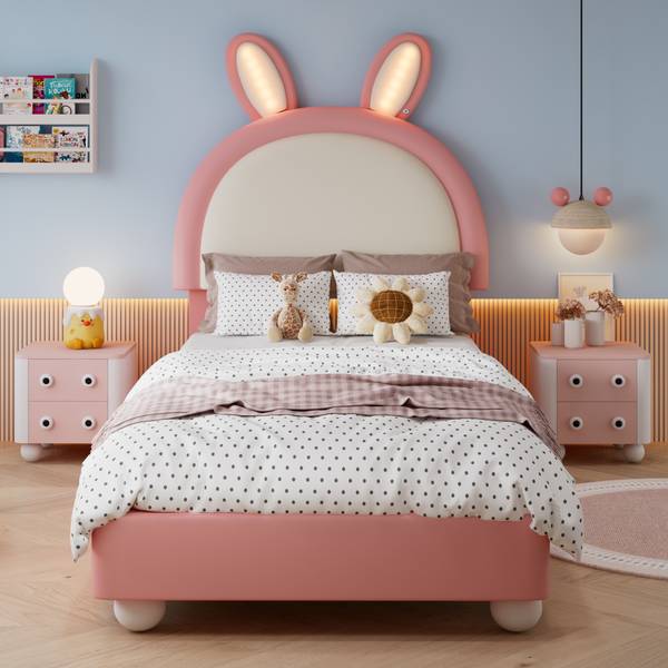 Kinderbett K-1925 Pink - Holzwerkstoff - 106 x 142 x 206 cm