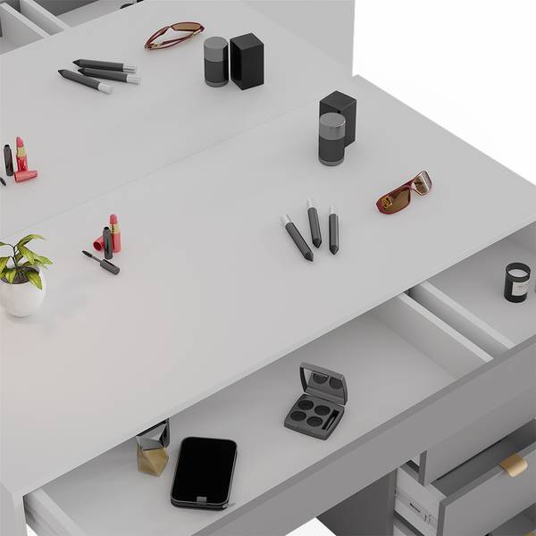 Schminktisch Elise 41341 Grau - Weiß - Holzwerkstoff - 115 x 76 x 55 cm
