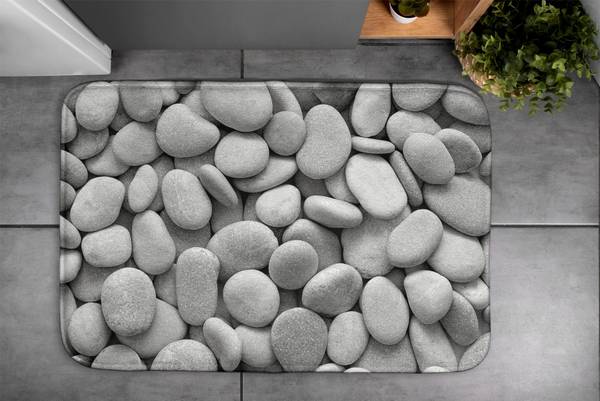 Badteppich Steiniger Strand Grau - Textil - 90 x 60 x 90 cm