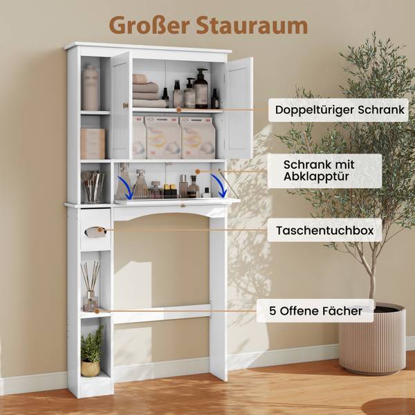 Toilettenschrank NM0585ITDE Weiß - Holzwerkstoff - 21 x 165 x 80 cm