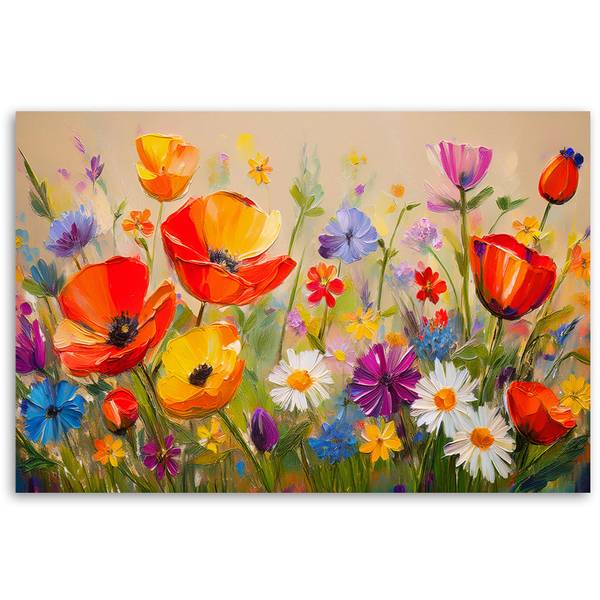 Wandbild mohnblumen blumen auf der wiese 60 x 40 cm