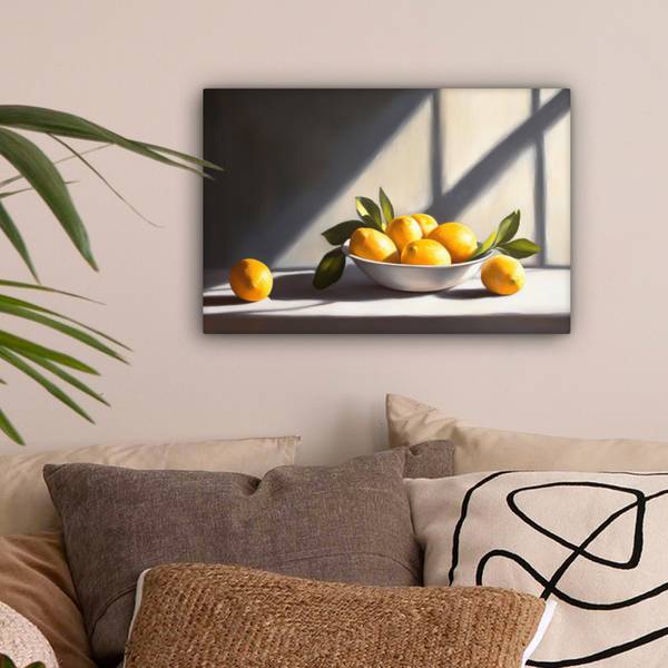 TABLEAU SUR TOILE Citrons Jaune - Coton - 30 x 20 x 2 cm