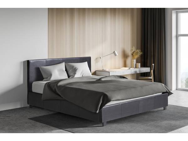 Bett carla Schwarz - Massivholz - 147 x 87 x 202 cm