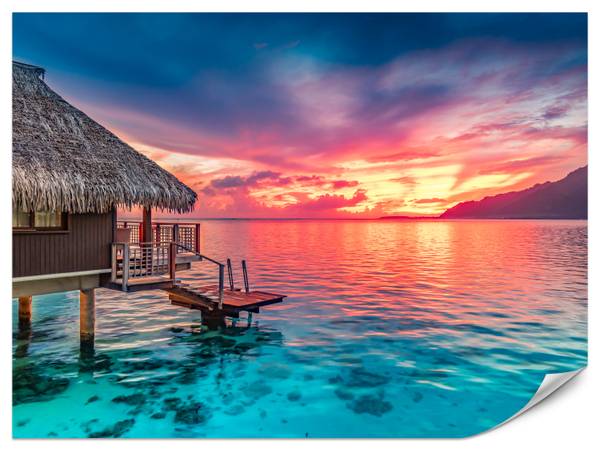 Fotobehang Oceaan Hut 450 x 315 x 315 cm