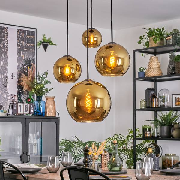 Pendelleuchte Cesaro Gold - Metall - 20 x 147 x 54 cm