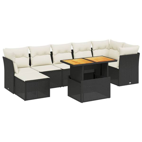 Garten-Lounge-Set 3037553-1 (8-teilig) Schwarz - Creme