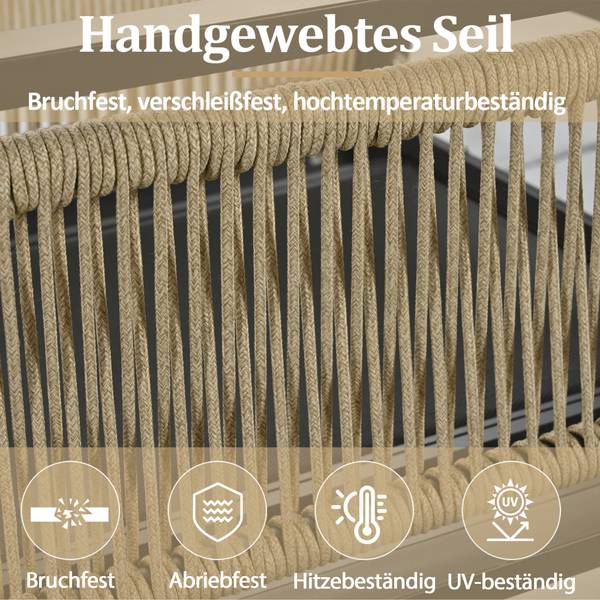 Lounge jardin 4-pce Rhea Ⅴ Beige - Noir - Polyester - Tissu - Acier - Bois composite - 67 x 63 x 182 cm