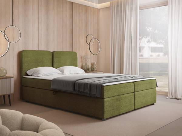 Boxspringbett Boho Olivgrün - Liegefläche Breite: 180 cm
