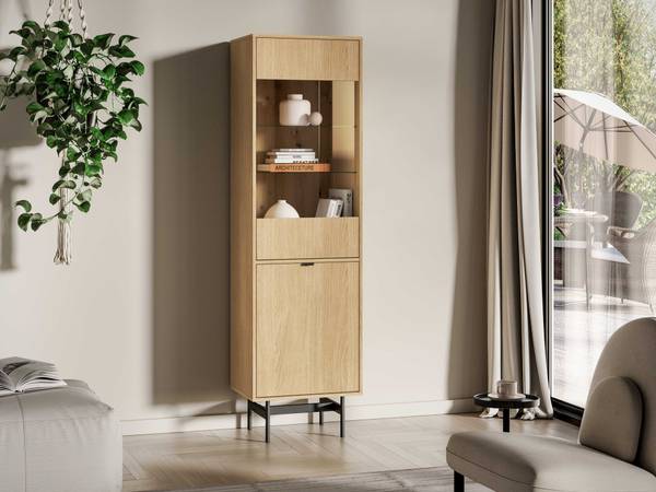 Vitrine HEGGERS Braun - Aluminium - Melamin - 55 x 170 x 40 cm