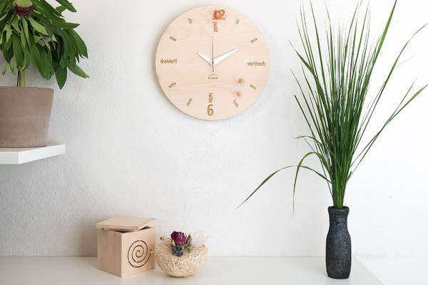 Wanduhr Wanduhren Ken Beige - Holzwerkstoff - Holz teilmassiv - 30 x 30 x 4 cm
