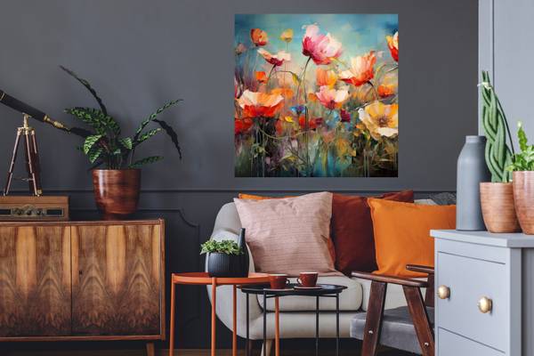 WANDTATTOO Blumen Orange - Polypropylen - 50 x 50 x 1 cm