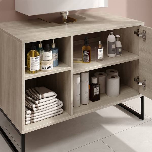 Waschbeckenunterschrank Vionna 55333 Schwarz - Braun - Holzwerkstoff - 80 x 60 x 46 cm