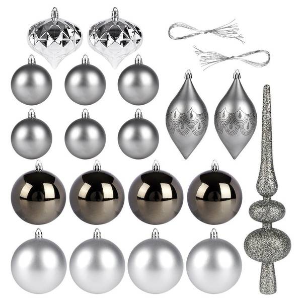 Weihnachtskugeln 19er Set 839140 Silber - Kunststoff - 13 x 13 x 13 cm
