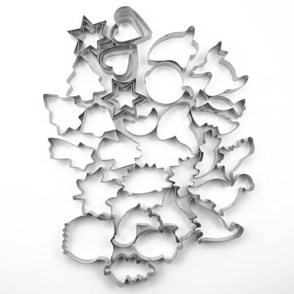 Uitsteekvormpjes rvs 36-delige set zilver - roestvrij staal - 8 x 2 x 8 cm