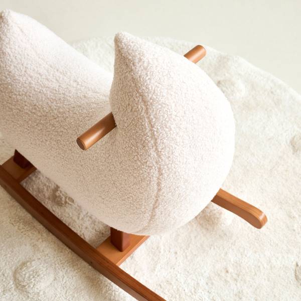 Schaukelpferd Beige - Textil - 29 x 56 x 68 cm