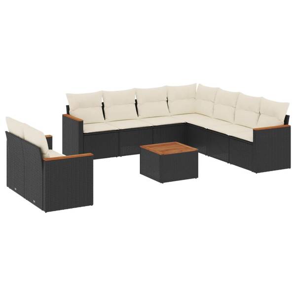 Garten-Lounge-Set 3035939-2 10-teilig Schwarz - Weiß - Polyrattan - 62 x 69 x 62 cm