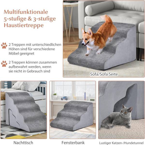 Hundetreppe BI32294 Grau - Textil - 40 x 56 x 83 cm