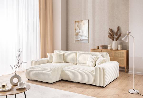 Ecksofa Mollis mit Schlaffunktion Beige - Ecke davorstehend links