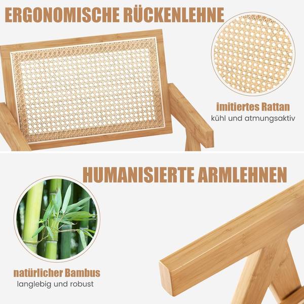 Esszimmerstühle VH33118ZM-6DE(4er Set) Braun - Bambus - 52 x 81 x 50 cm
