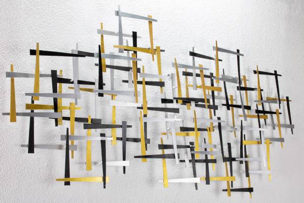 Sculpture murale Grille Fusion Doré - Métal - 108 x 60 x 4 cm