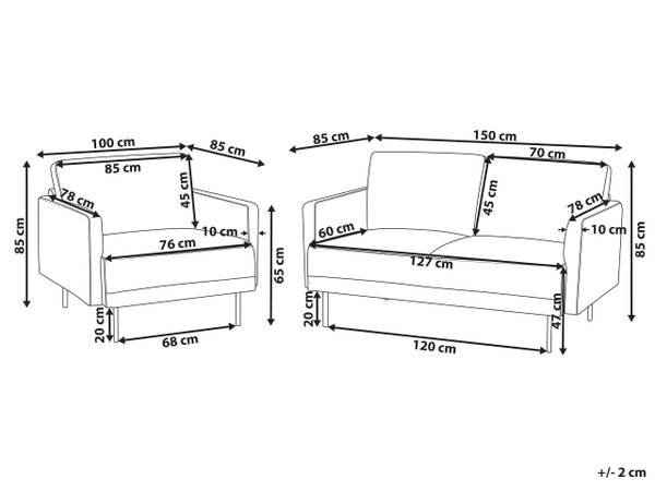 Set de canapés BREDA Beige - Noir - Textile - 85 x 45 x 250 cm