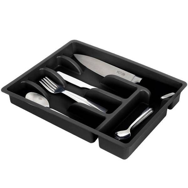 Besteckeinsatz Schwarz - Kunststoff - 26 x 6 x 36 cm