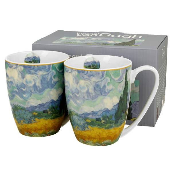 Becher Van Gogh Wheat Field 2er Set Blau - Porzellan - 12 x 10 x 8 cm