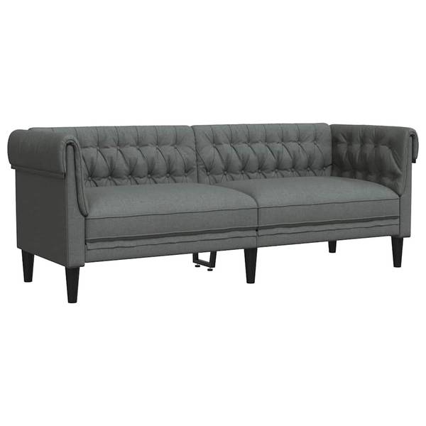 Chesterfield Sofa 3033116 Grau - Massivholz - 201 x 74 x 74 cm