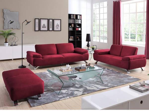 Sofa ohne Schlafmöglichkeit POLKA Rot - Textil - 220 x 78 x 90 cm