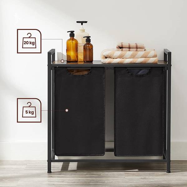 Wäschekorb mit ausziehbaren Wäschesäcken Braun - Holzwerkstoff - 33 x 72 x 73 cm