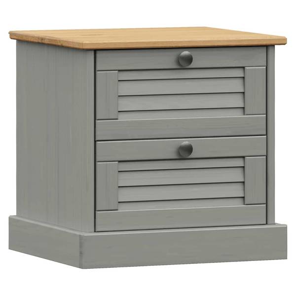 Nachttisch M639578 Grau - Massivholz - 35 x 42 x 42 cm