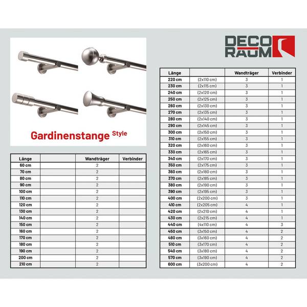 Gardinenstange 1-lauf Kugel Breite: 370 cm