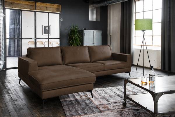Ecksofa BLOOM Dunkelbraun - Armlehne davorstehend links - Ecke davorstehend links