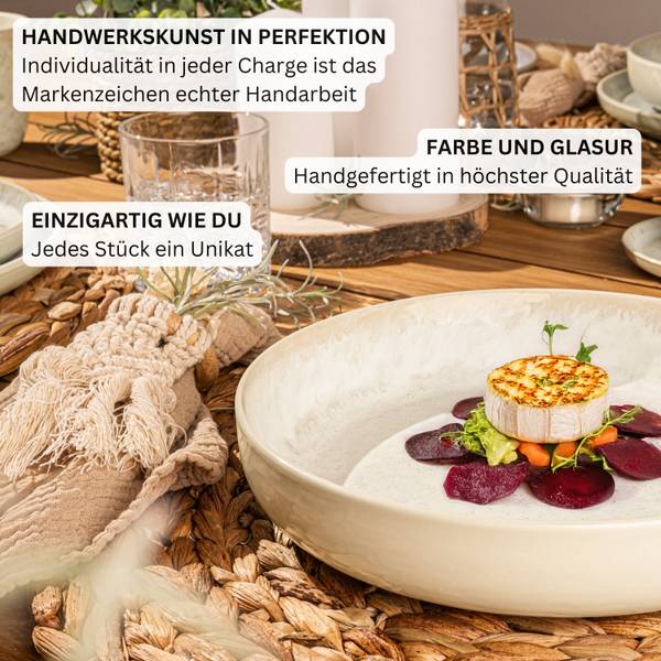 Tafelservice Key West- 24 teilig Beige - Stein - 27 x 7 x 27 cm