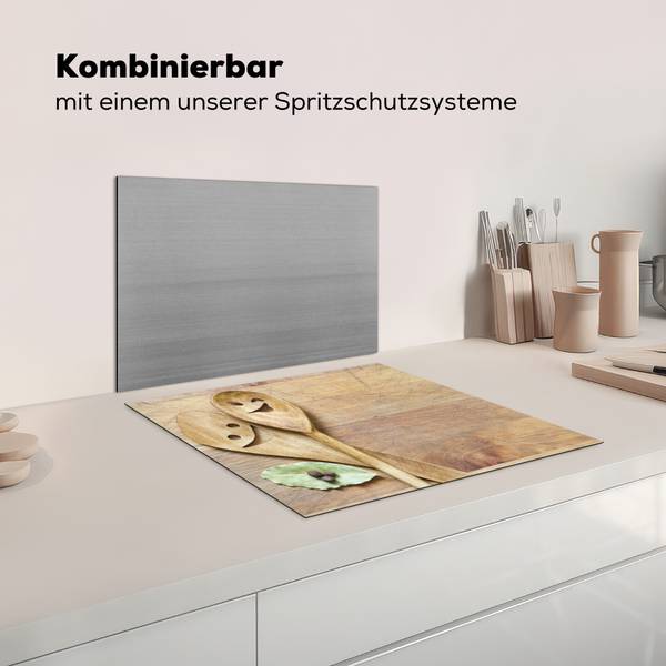HERDABDECKPLATTE Lachende Löffel Braun - Vinyl - 59 x 52 x 1 cm