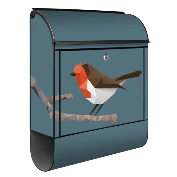 Briefkasten Stahl abstrakter Vogel Schwarz - Stahl - 38 x 46 x 13 cm