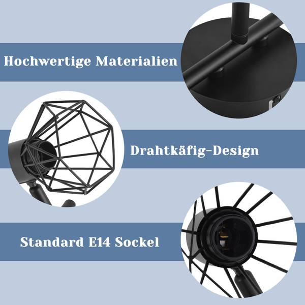 Deckenstrahler Brückenau Schwarz - Metall - 16 x 16 x 43 cm