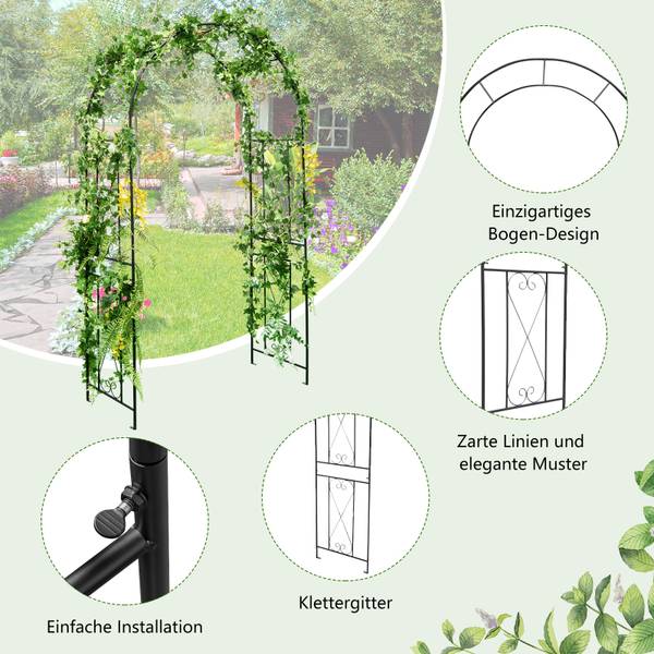 Gartenbogen ZB33206 Schwarz - Metall - 56 x 220 x 120 cm